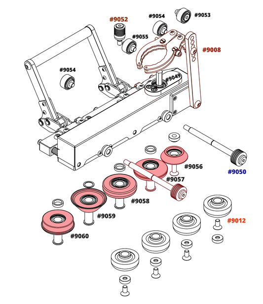 9040 Black Wheel set (All 5 Wheels) for Double Falz Seamer